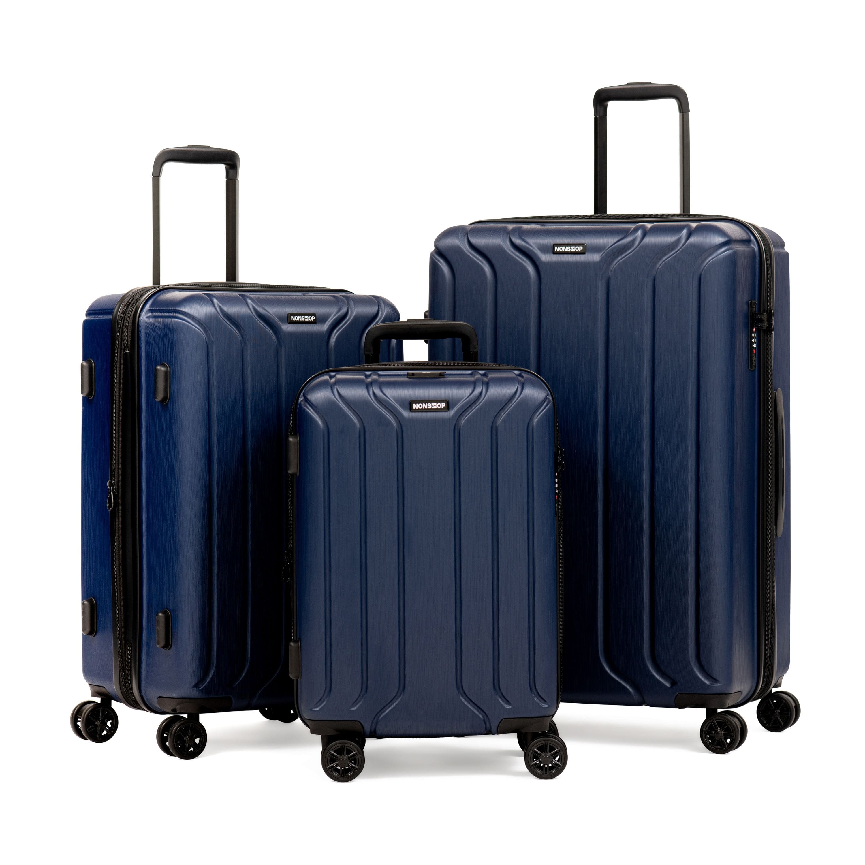 Nonstop - New York 3 Piece Set (20" 24" 28") 4-Wheel Luggage Set + 3 packing cubes - Navy
