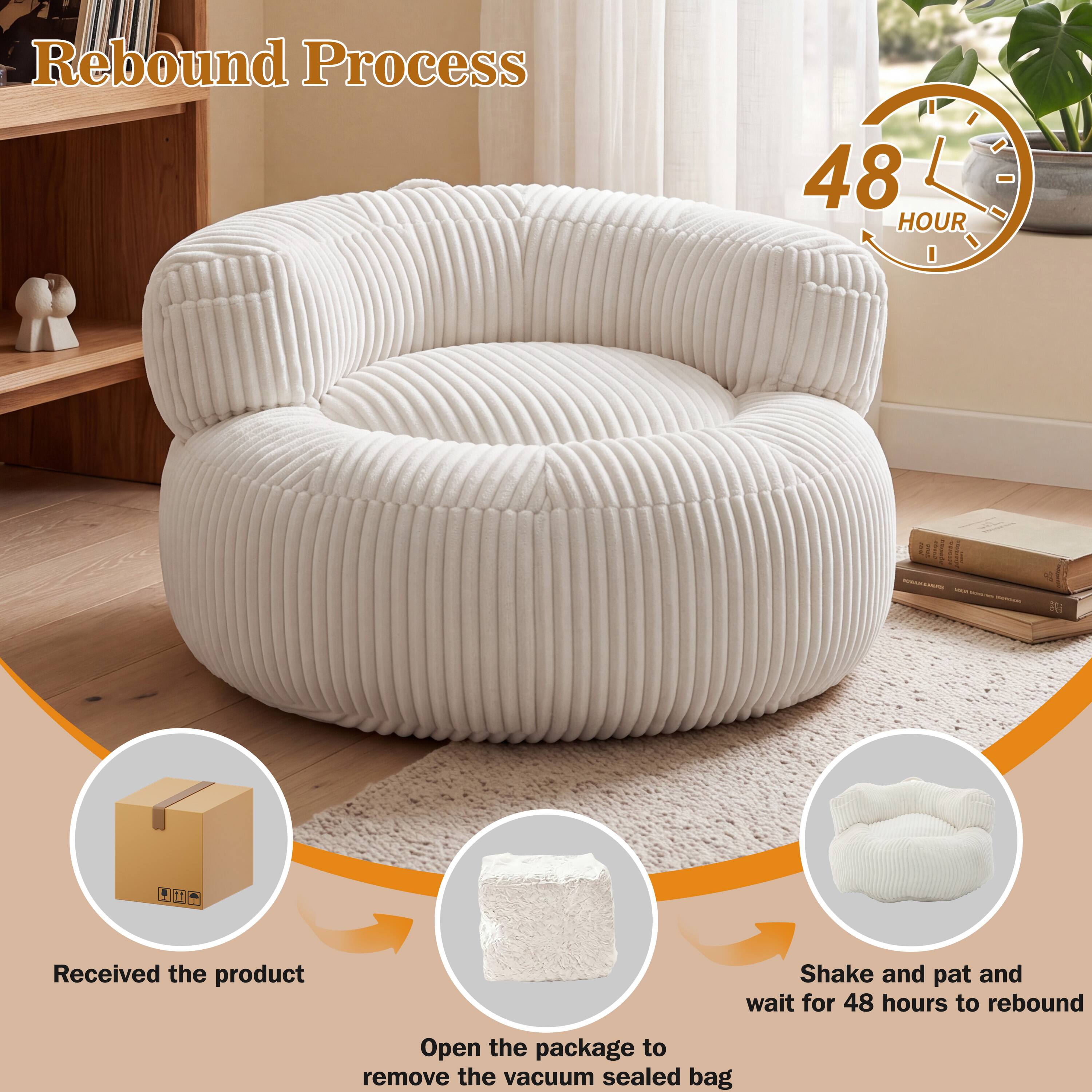 Rebound Process

48 HOUR

Received the product

Open the package to remove the vacuum sealed bag

Shake and pat and wait for 48 hours to rebound