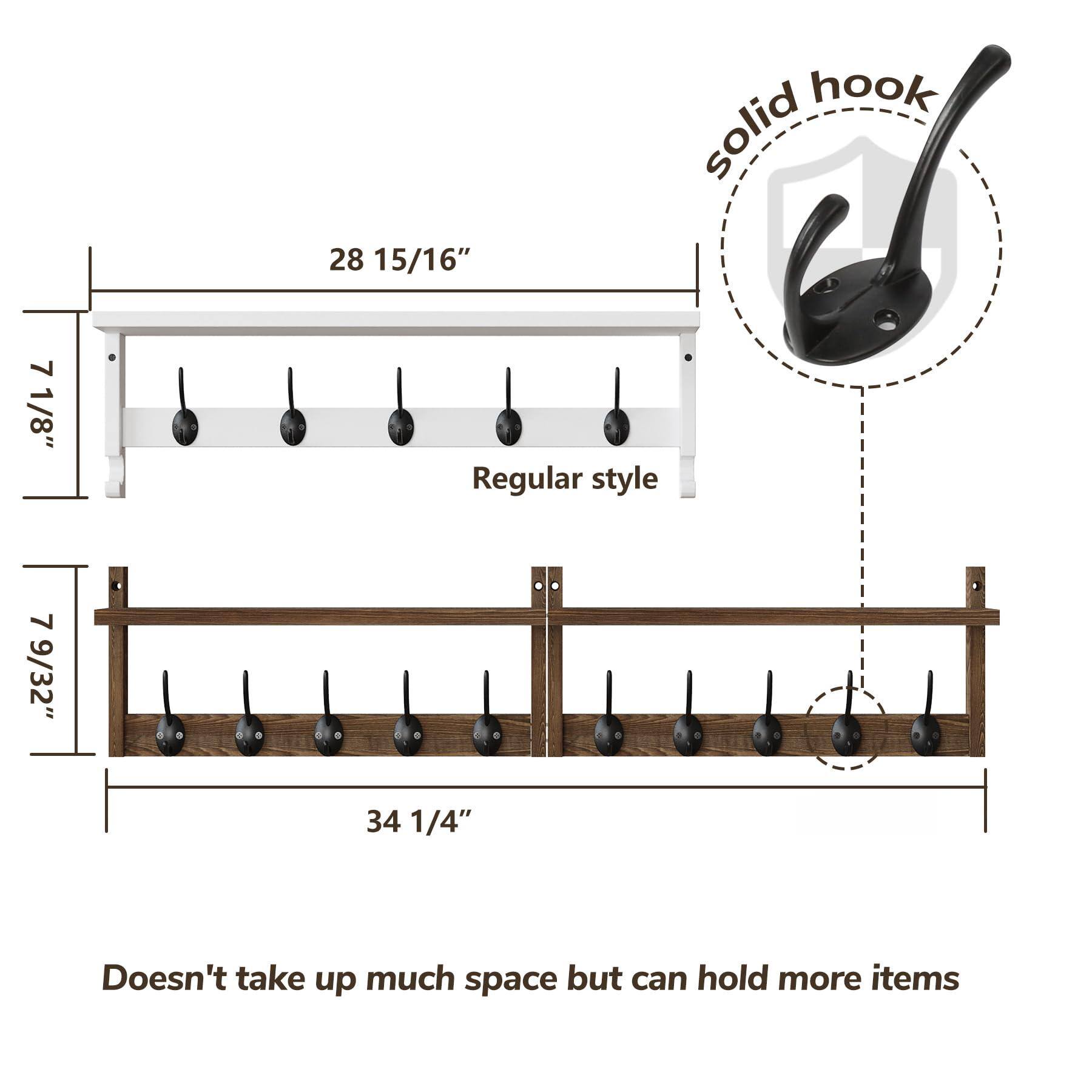 - 28 15/16" hook solid
- 7 7 1/8" Regular style
- 7 7 9/32"
- 34 1/4"
- Doesn't take up much space but can hold more items