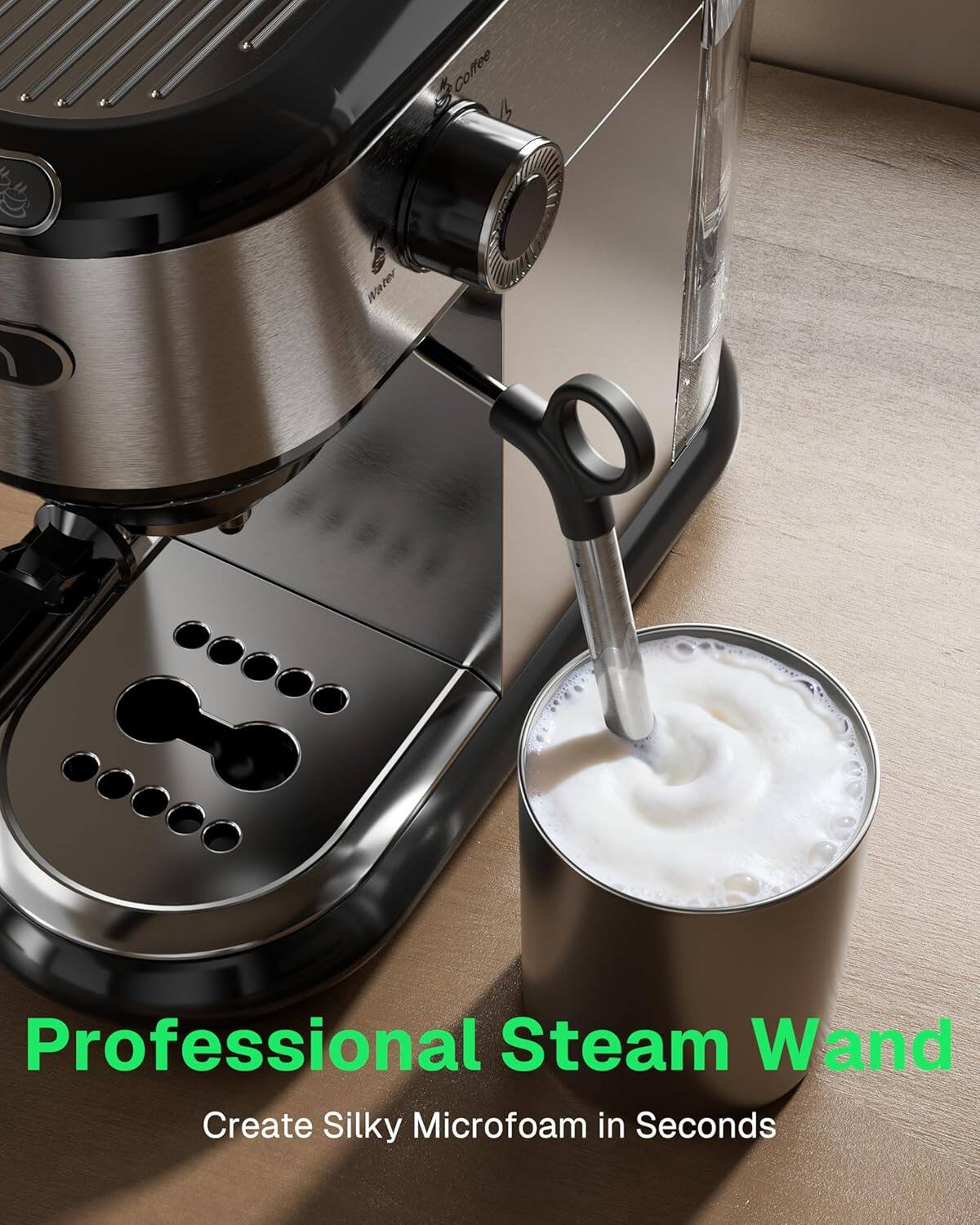 Professional Steam Wand  
Create Silky Microfoam in Seconds