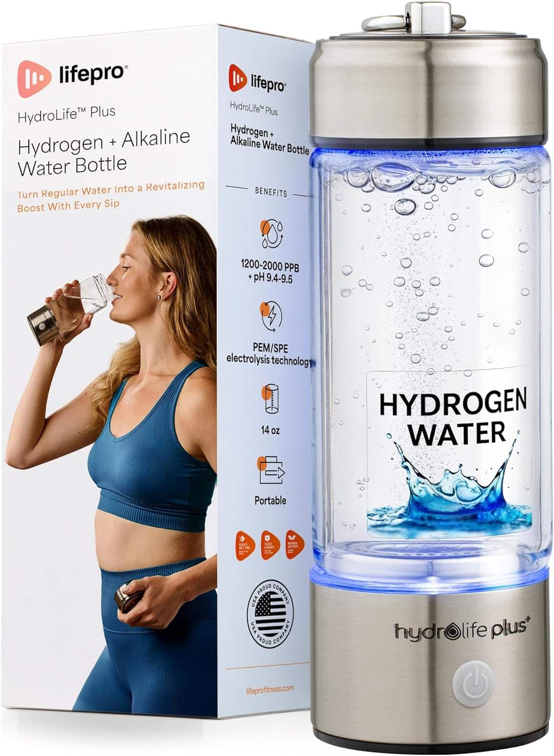 LifePro Hydrogen Water Bottle Generator with Ionizer SPE PEM