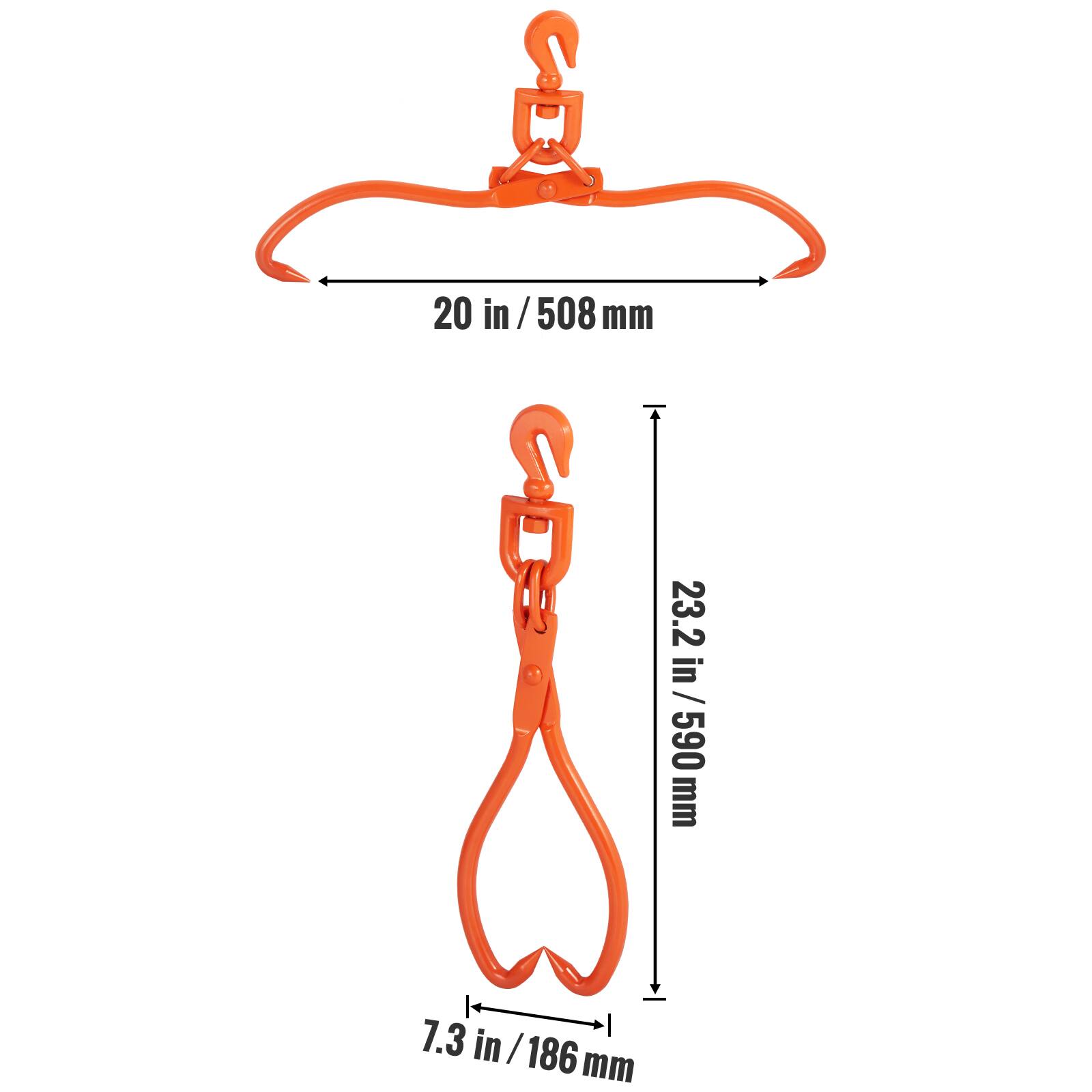 20 in / 508 mm  
6 23.2 in / 590 mm  
7.3 in / 186 mm