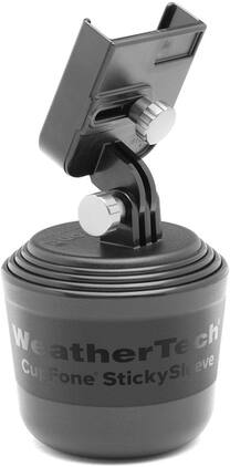 WeatherTech - CupFone | Adjustable & Secure Fit Universal Cup Holder Cell Phone Mount Car & Truck Accessory – Silver Metal Knobs - Black/Silver Metal