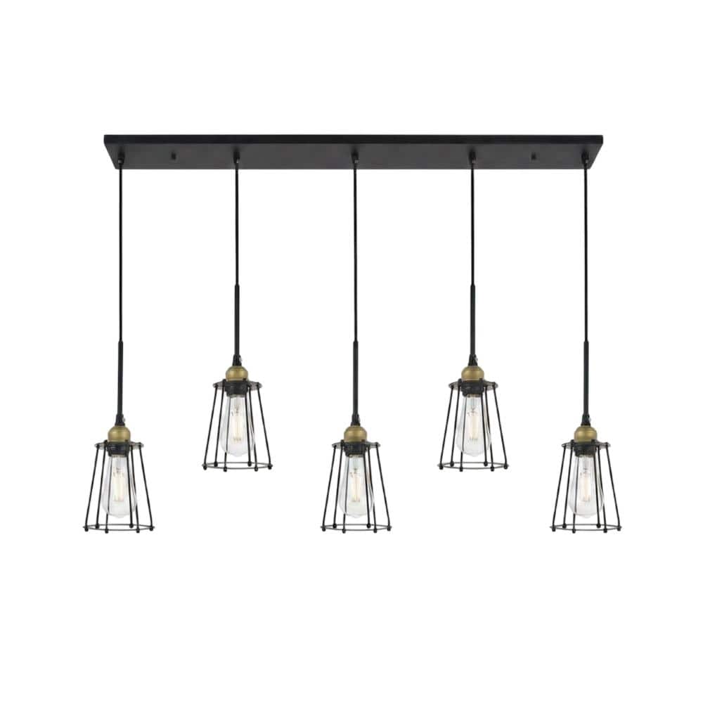 Living District - Auspice 5 Light Pendant - Brass And Black price history on PriceWatchPro