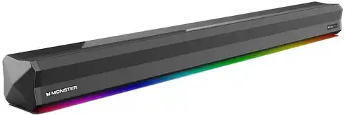 Front. Monster - 36" Indoor/Outdoor Dolby Atmos Soundbar with Bluetooth 5.3, IPX4 Water Resistance & Gaming LED Lights.