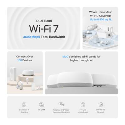 TP Link Deco 7 BE3600 Dual Band Wi Fi 7 Whole Home Mesh Router TP Link Deco 7 BE3600 Dual Band Wi Fi 7 Whole Home Mesh Router
