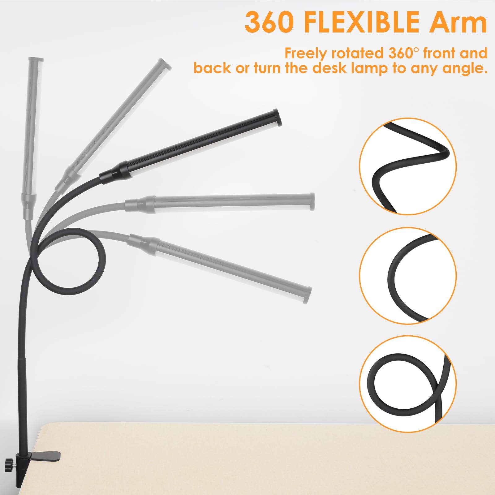 360 FLEXIBLE Arm  
Freely rotated 360° front and back or turn the desk lamp to any angle.