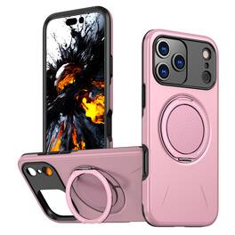 Dteck - Rotating Magnetic Kickstand Protective Case for Apple iPhone 17 Pro Max, Rugged Heavy-Duty Shockproof Cover - Pink