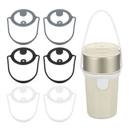 Unique Bargains - 6pcs Silicone Coffee Cup Carrier with Straw Ring Reusable Drink Holder for Travel & Takeout - Black/White/Gray