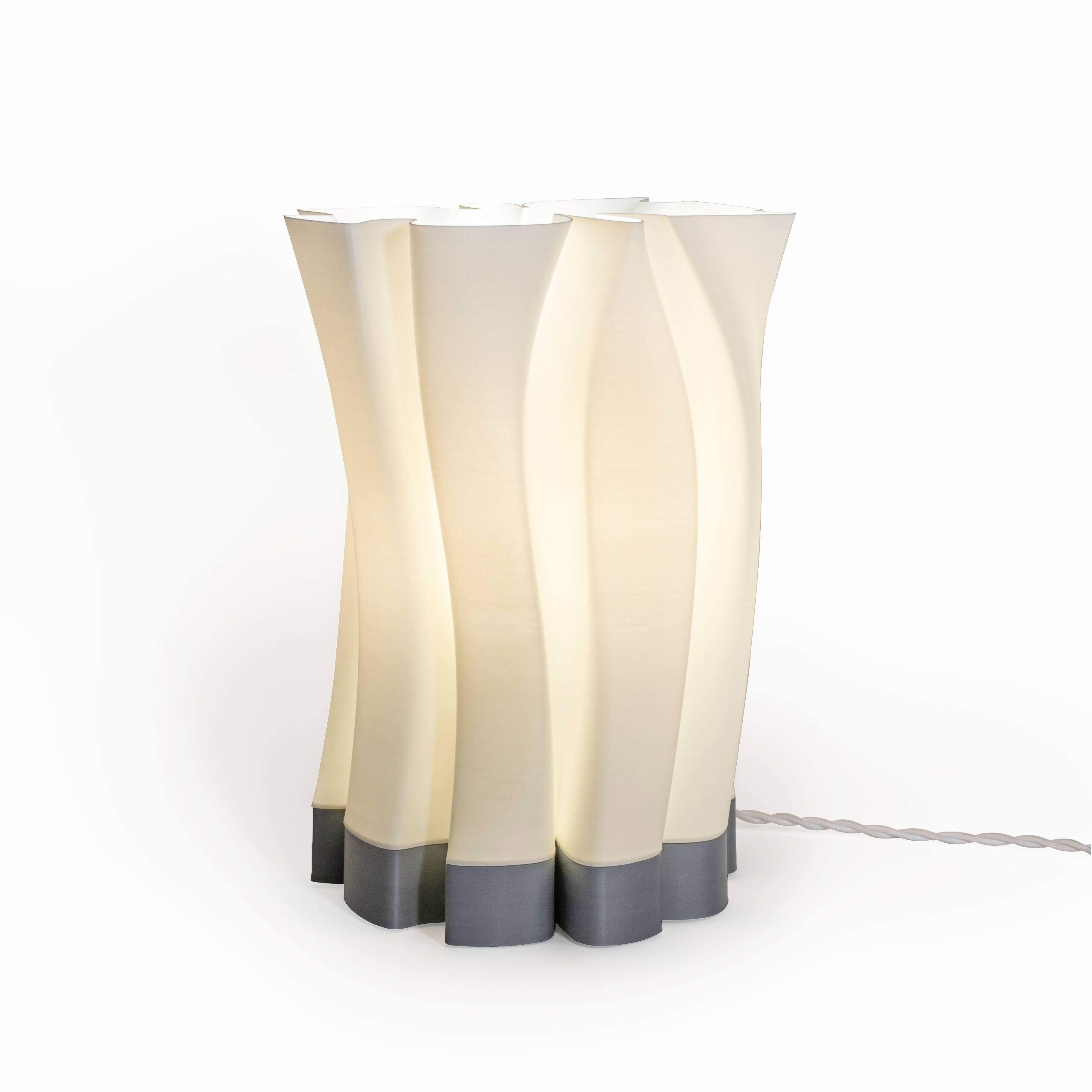 Jonathan Y - Flame 13.5" Modern Bohemian Plant-Based PLA 3D Printed Dimmable LED Table Lamp, /Gray - White