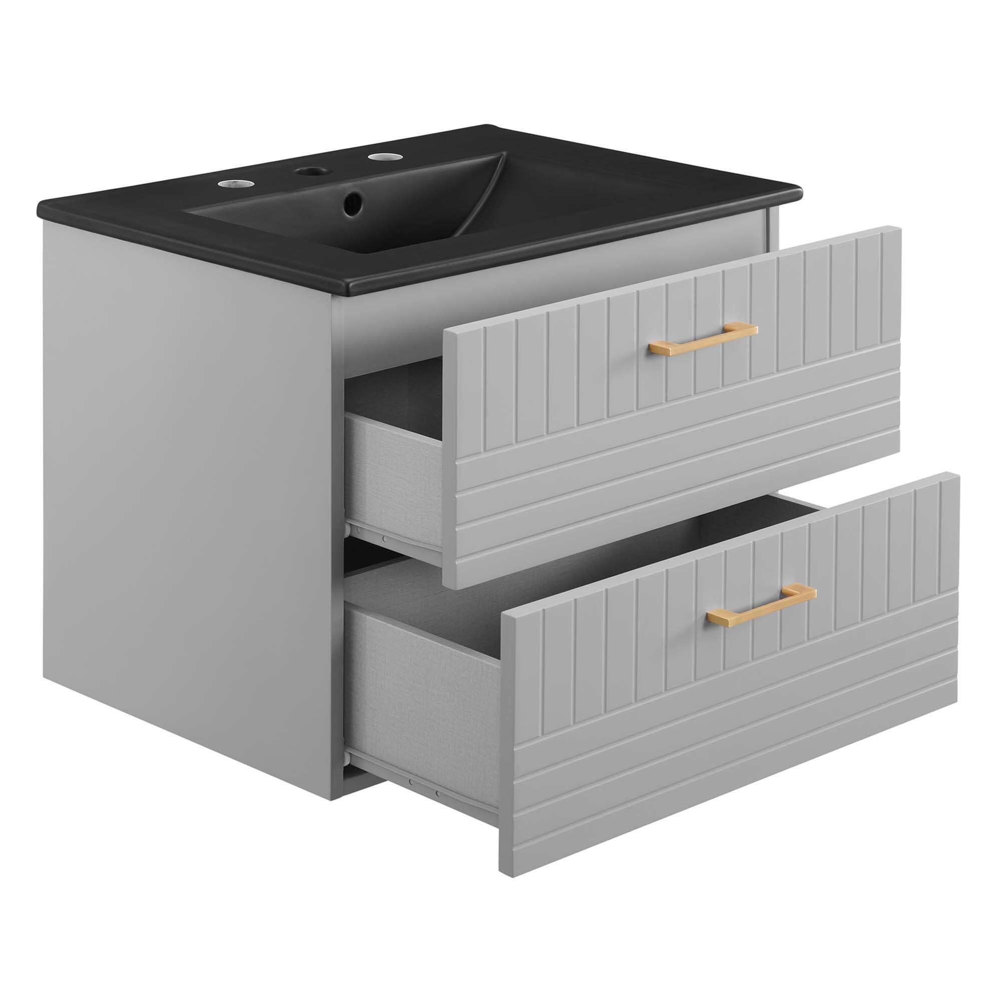 Alt View 1. Modway - Daybreak Wall-Mount Bathroom Vanity Basin Included by Modway - Light Gray Black.