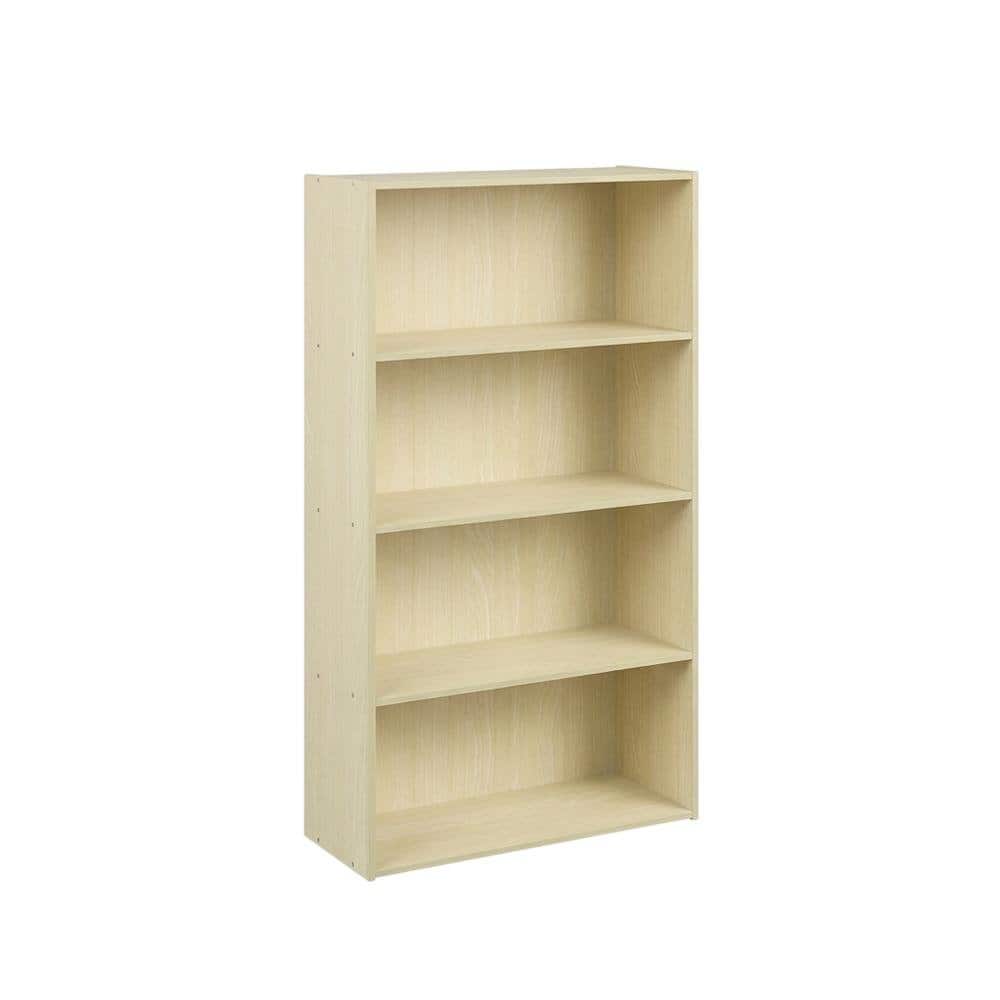 FurniFact - Wood Bookcase with Open Shelving for Home Office Storage - Steam Beech