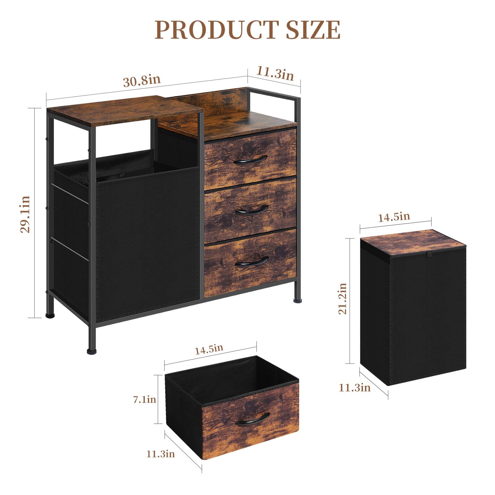 PRODUCT SIZE  
30.8in 11.3in 29.1in 14.5in 21.2in 14.5in 7.1in 11.3in 11.3in