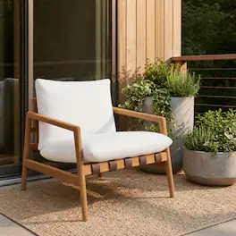 Nomi Outdoor Teak Wood Sling Chair by Modway - Natural White