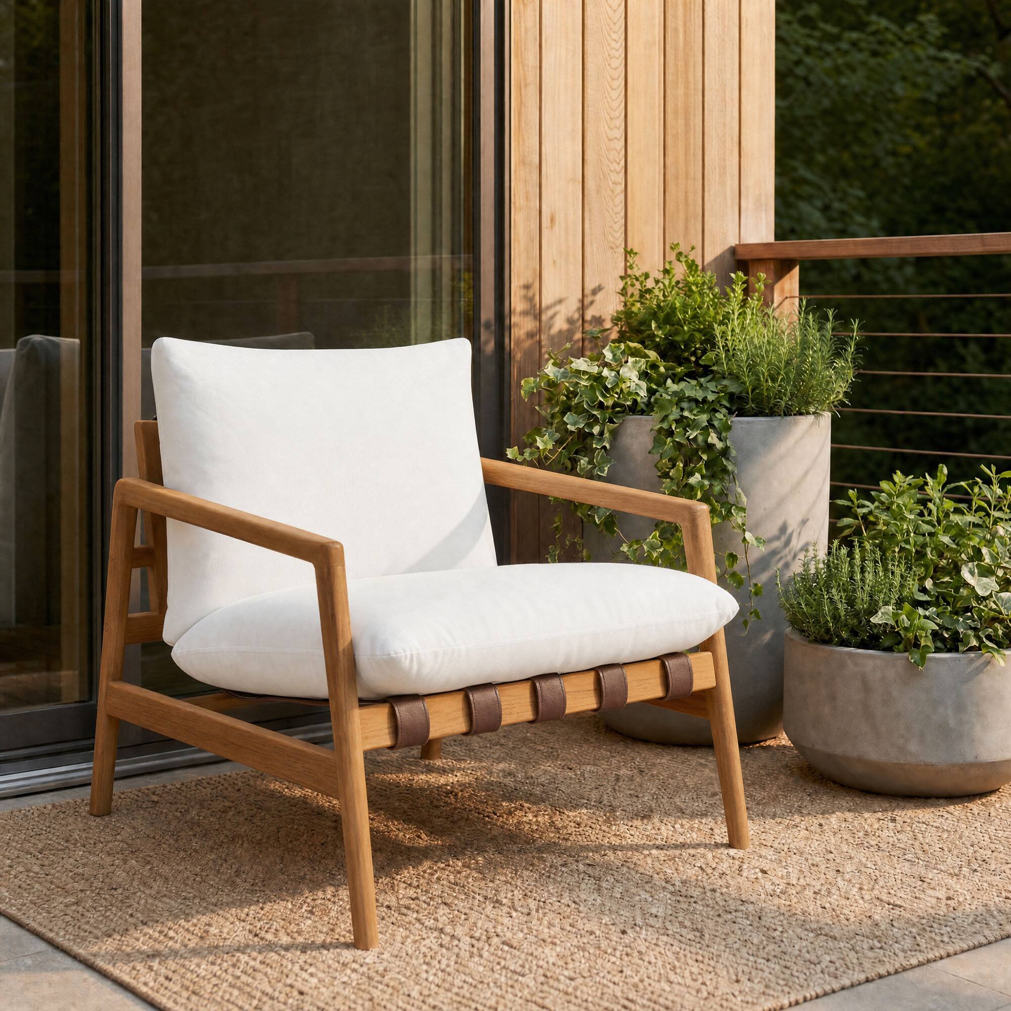 Front. Modway - Nomi Outdoor Teak Wood Sling Chair by Modway - Natural White.