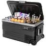 SIMZLIFE - 12 Volt Car Refrigerator - 80QT (75L) Portable Wheeled Design, RV-Friendly, 0℉~68℉, 12/24V DC & 110-240V AC - Black