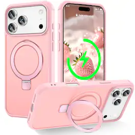 Dteck - for Apple iPhone 17 Pro Max Slim Translucent Matte Case with Magnetic Invisible Stand ,Compatible with Mag Safe - Pink
