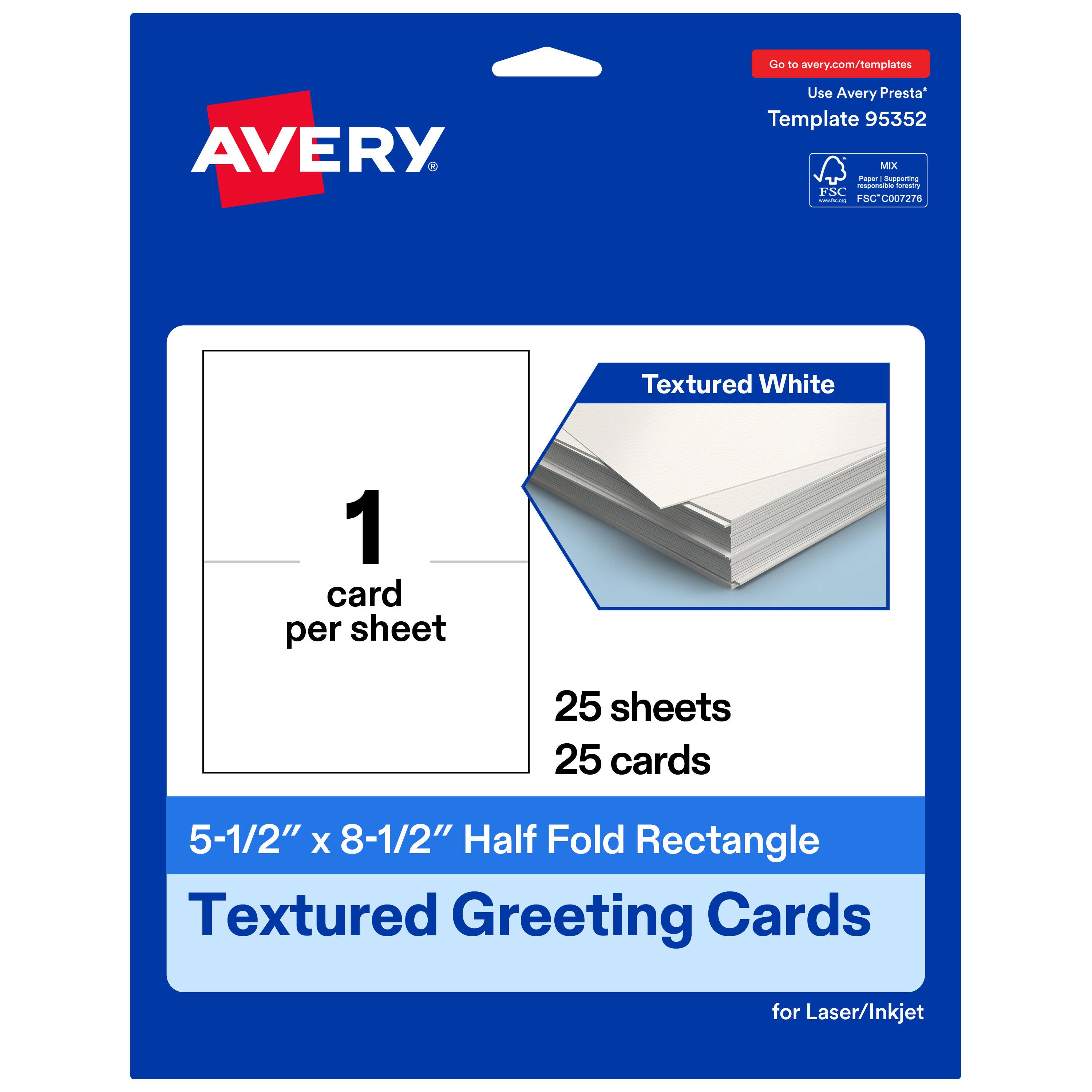 Avery - Rectangle Half Fold Greeting Cards , 5.5" x 8.5", Matte, 25ct - White