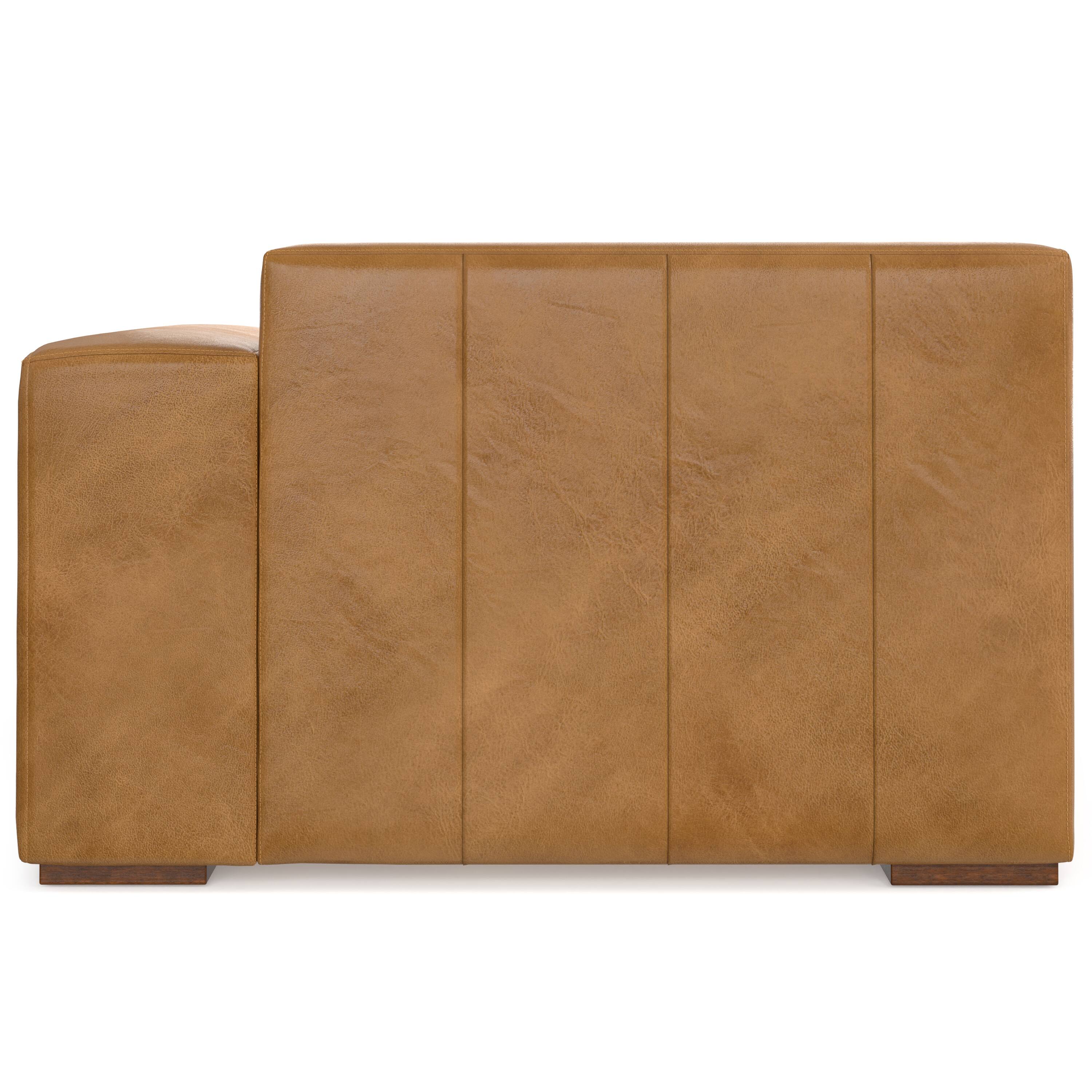 Back. Simpli Home - Rex Right Chaise Sofa Module in Genuine Leather - Sienna.