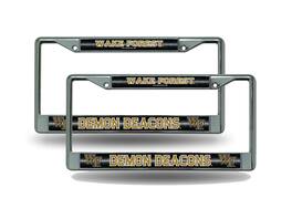 Rico Industries - Wake Forest Demon Deacons Sparkly Glitter Bling Look Chrome License Plate Frame - Set of 2 Frames - Multi