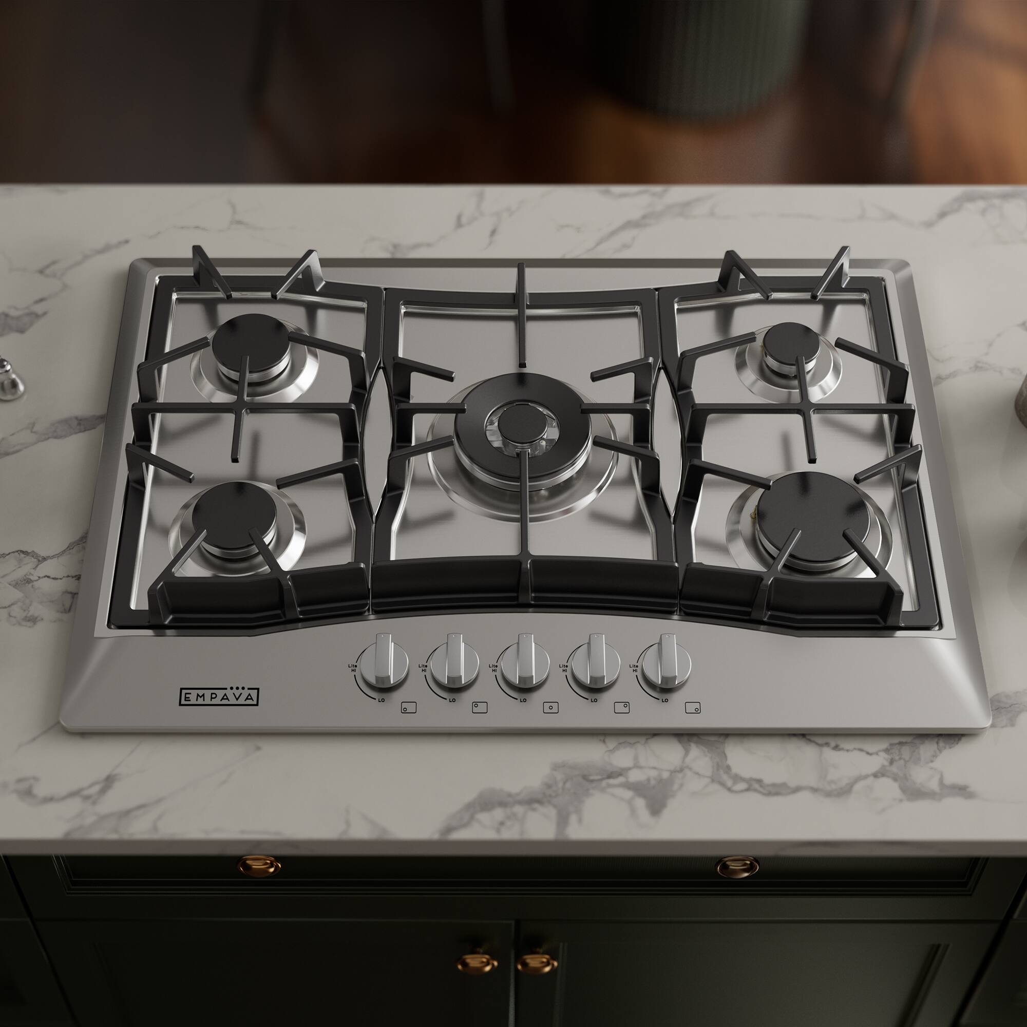 Alt View 3. Empava - 30 in. 5 Burners Recessed Natural Gas Cooktop - Stainless Steel.