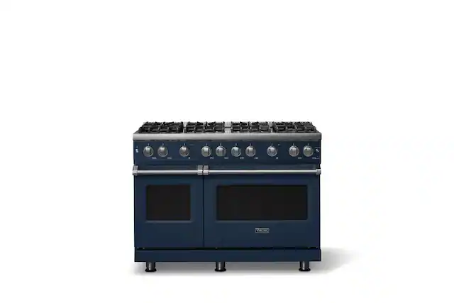 Front. Viking - Pro 5 Series 6.1 Cu. Ft. Freestanding Sealed 8 Burner Gas Convection Range - Slate Blue - Slate Blue.
