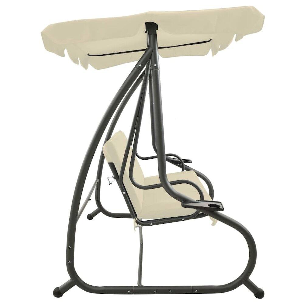 Back. vidaXL - Swing Bench PVC-coated fabric, powder-coated steel Large - Sand White.