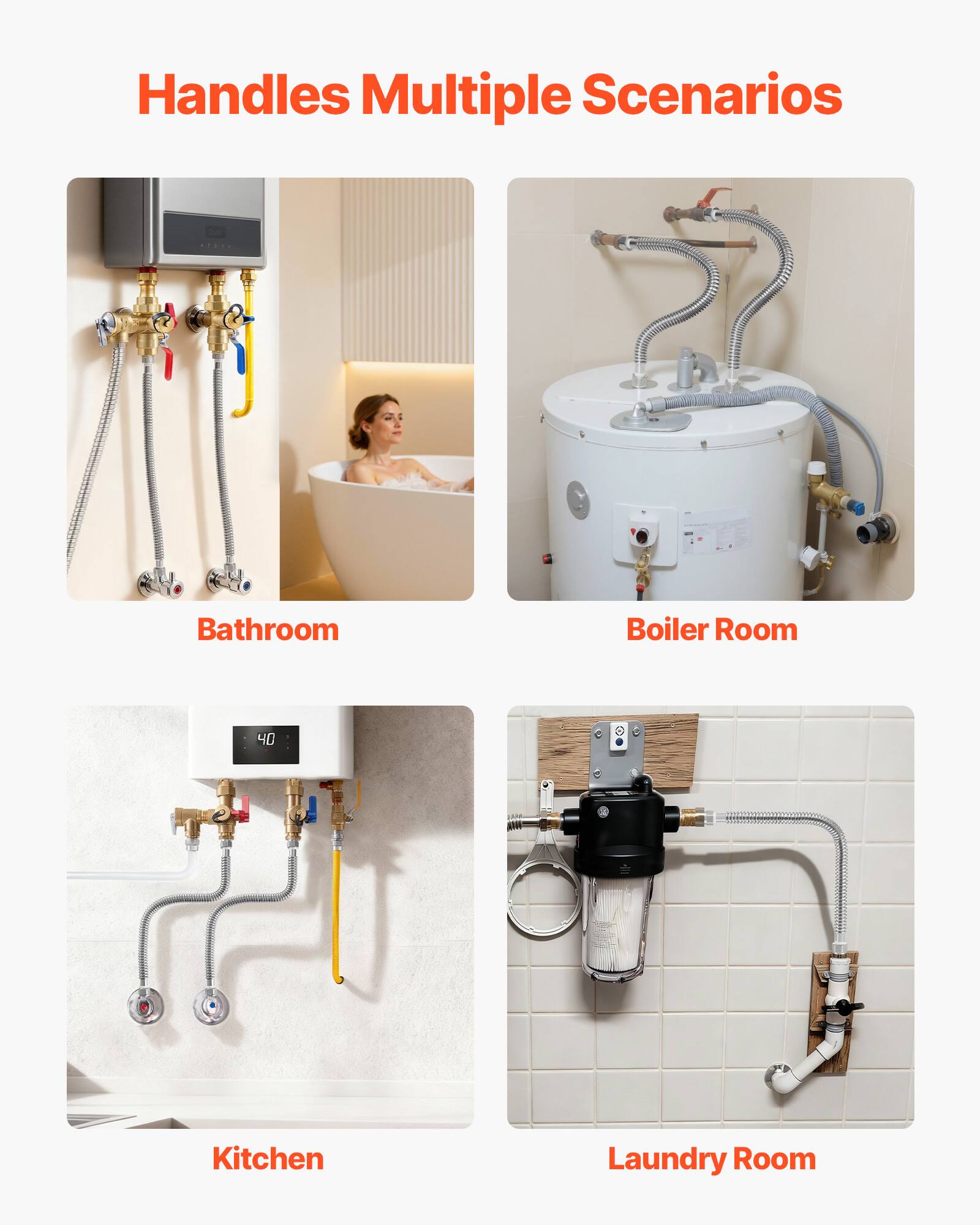 Handles Multiple Scenarios

Bathroom

Boiler Room

Kitchen

Laundry Room