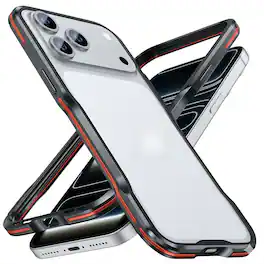 Dteck - Metal Bumper Case for iPhone 18 Pro Max, Slim Backless Alloy Frame Cover with Screws - Red+Black
