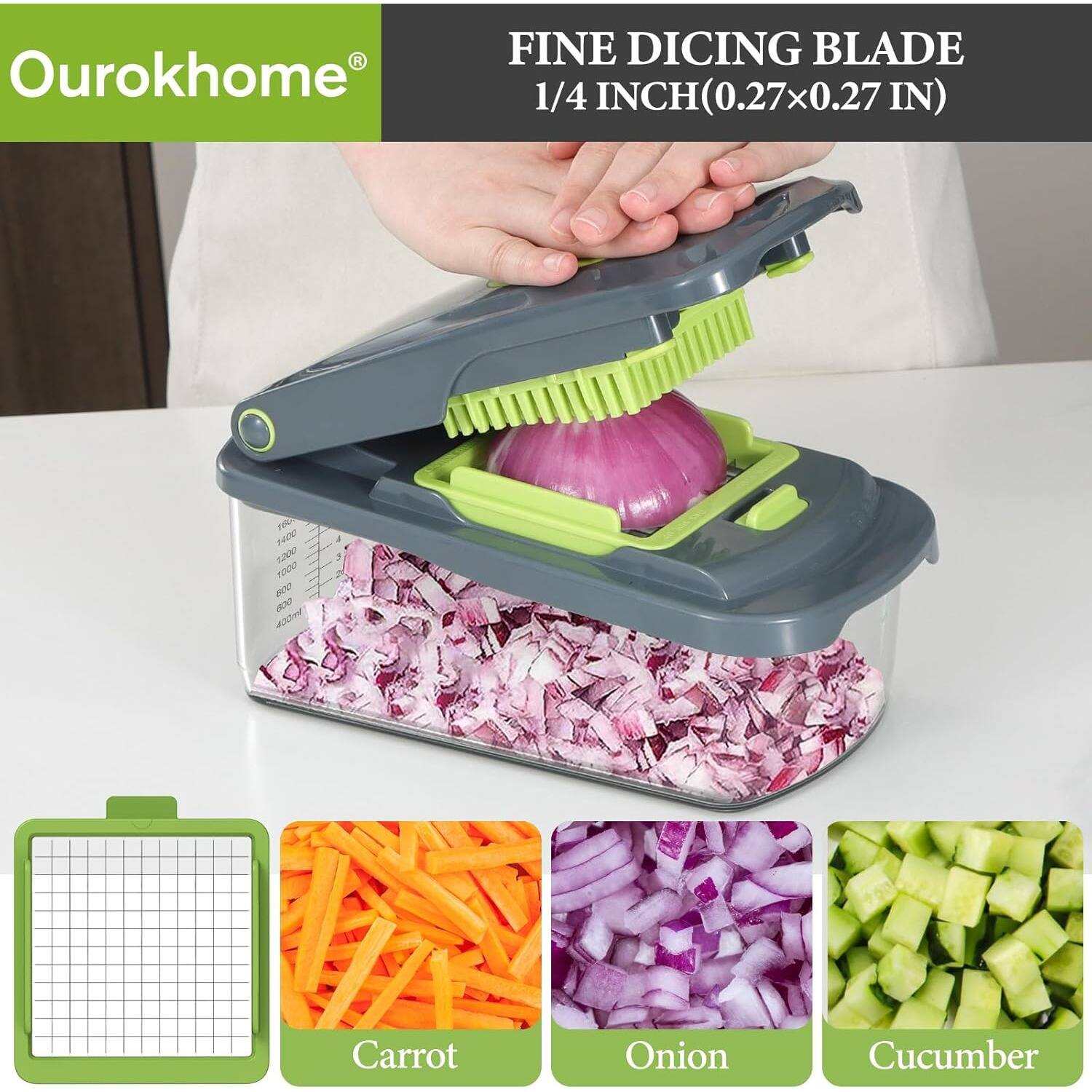 Ourokhome FINE DICING BLADE 1/4 INCH(0.27x0.27 IN) Carrot Onion Cucumber