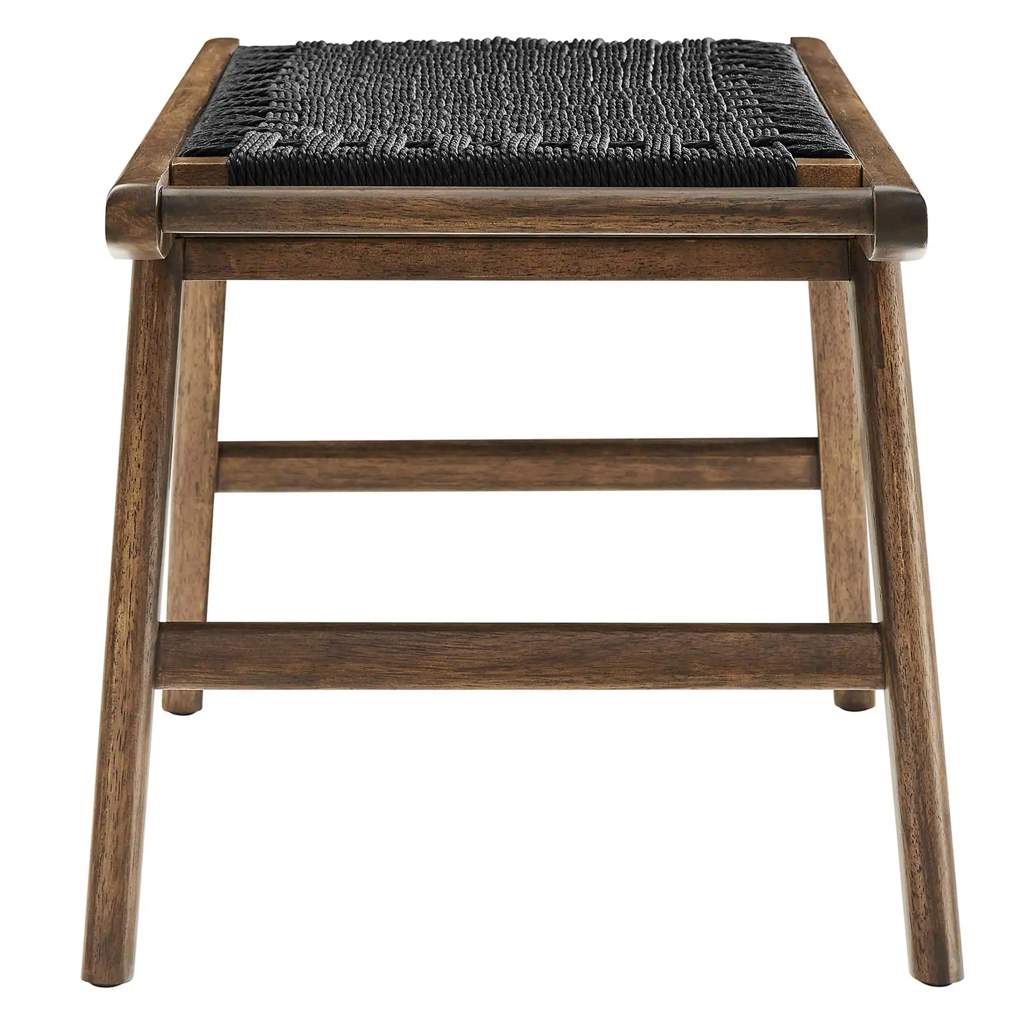 Alt View 2. Modway - Saoirse 47" Wove Rope Wood Bench by Modway - Walnut Black.