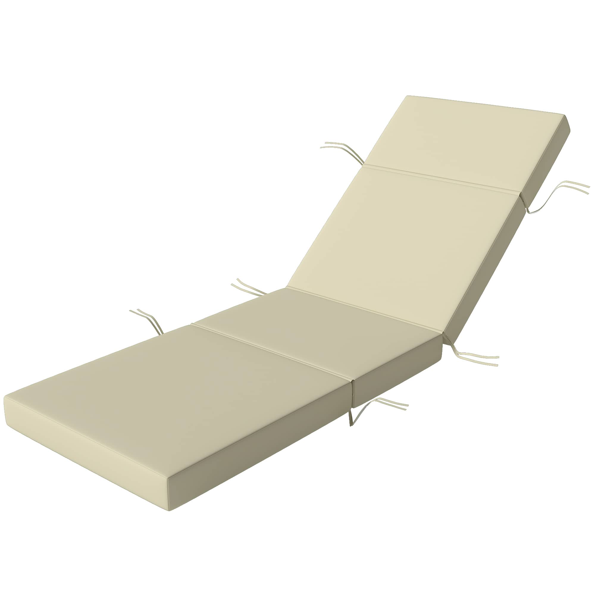 Outsunny - Lounge Cushion, 4" Thick Outdoor Lounge Chair Cushions with Ties for Patio, 26" x 80" - Cream White