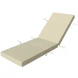 Outsunny - Lounge Cushion, 4" Thick Outdoor Lounge Chair Cushions with Ties for Patio, 26" x 80" - Cream White