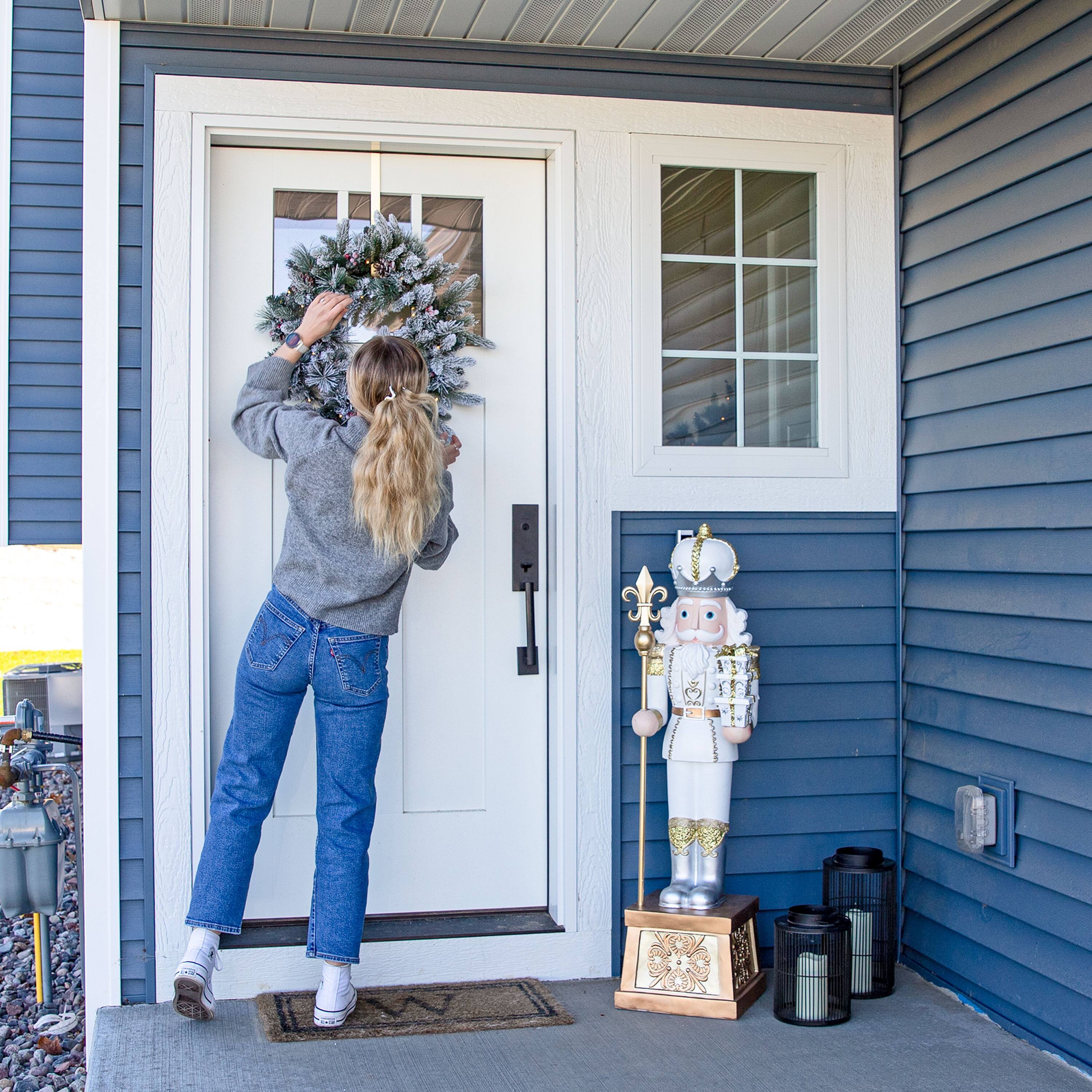 Alt View 10. Sunnydaze - Pierre the Fleur-de-Lis Christmas Nutcracker Statue - 47" H - White.