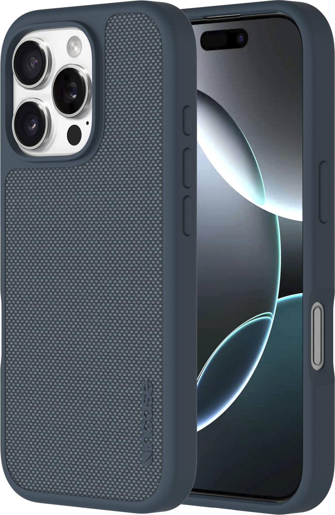 Angle. Incase - Facet Case with MagSafe for Apple iPhone 16 Pro - Slate Blue Nylon.