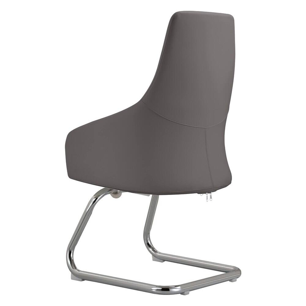 Alt View 4. LeisureMod - Celeste Office Chair Upholstered in Leather with Iron Frame Ergonomic Desk Chair for Home Office and Task Seating - Grey.