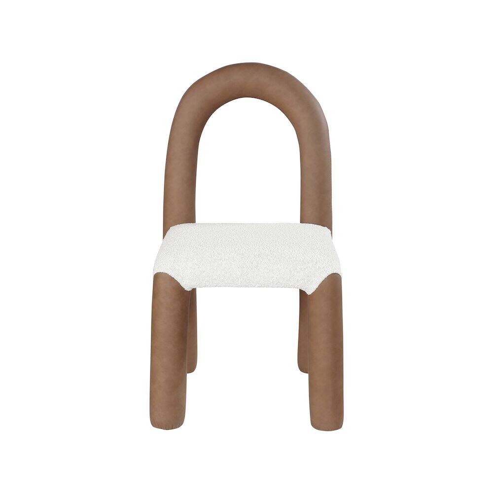 Alt View 2. Meridian Furniture - Amari Brown Vegan Leather and Boucle Fabric Dining Chair, Set of 2 - Brown.