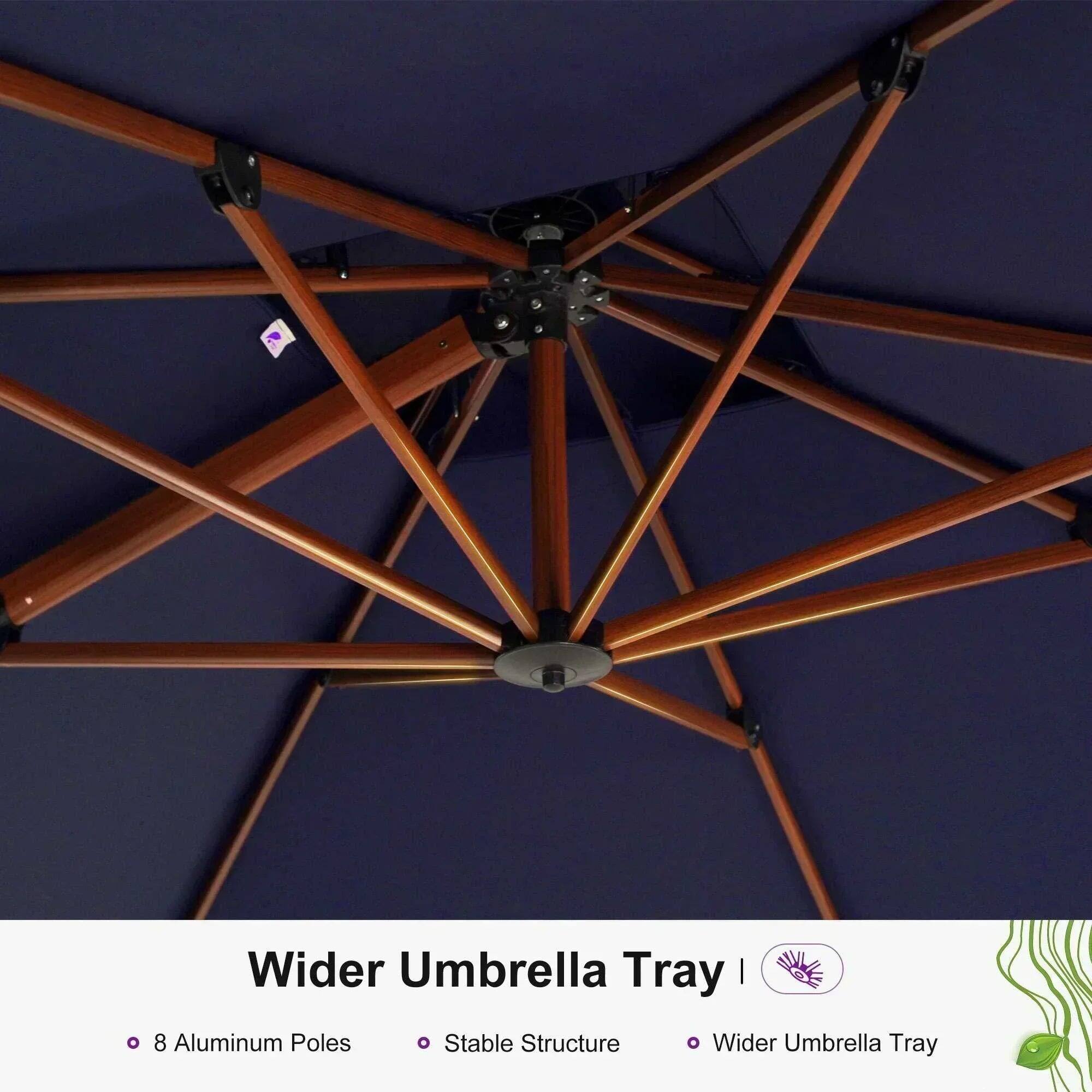 Wider Umbrella Tray  
- 8 Aluminum Poles  
- Stable Structure  
- Wider Umbrella Tray