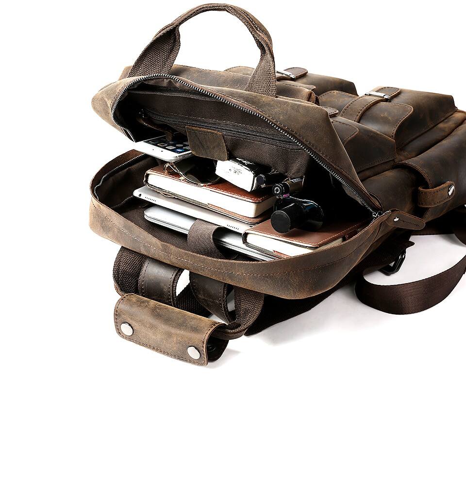 Alt View 7. Steel Horse Leather - The Shelby Backpack | Handmade Genuine Leather Backpack - Dark Brown.