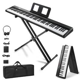 Winado - 88 Keys Folding Keyboard Piano Portable Piano Bluetooth With Stand,Bag - Black