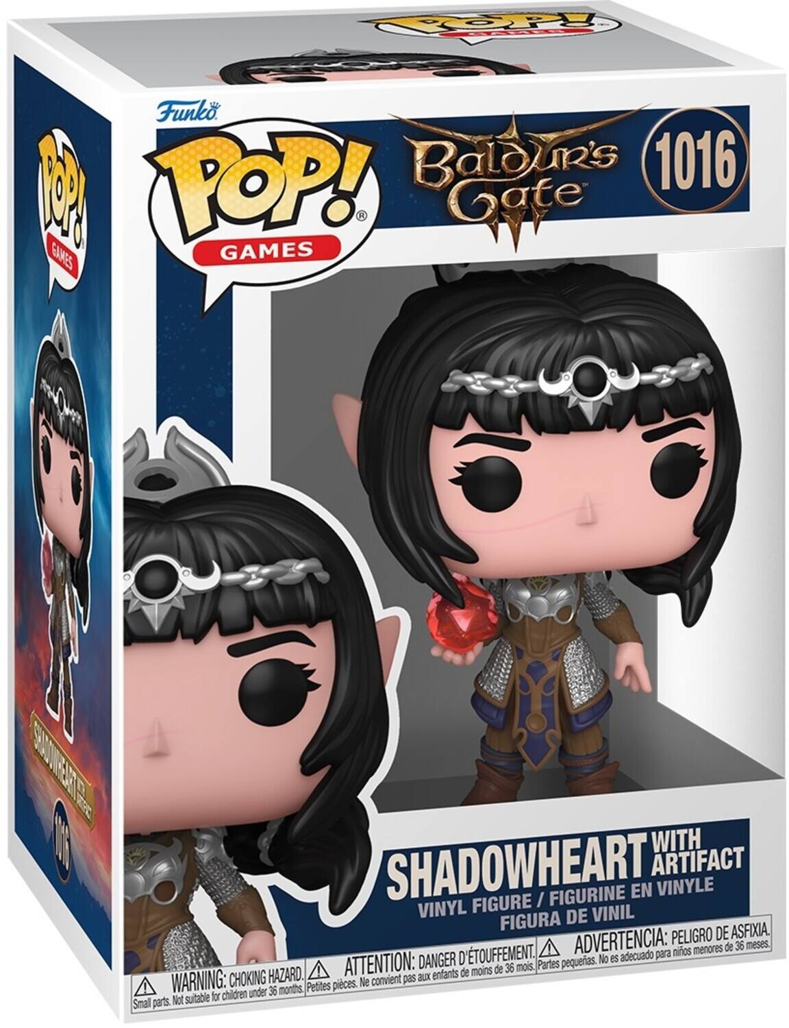 Funko POP! Games 1016: Baldur's Gate Shadowheart with Artifact Vinyl Figure / Figurine en Vinil / Figura de Vinil. Advertencia: Peligro de asfixia. No es adecuado para menores de 36 meses. Attention: Danger d'étouffement. Ne convient pas aux enfants de moins de 36 mois. Warning: Choking hazard. Not suitable for children under 36 months. Petites pièces.