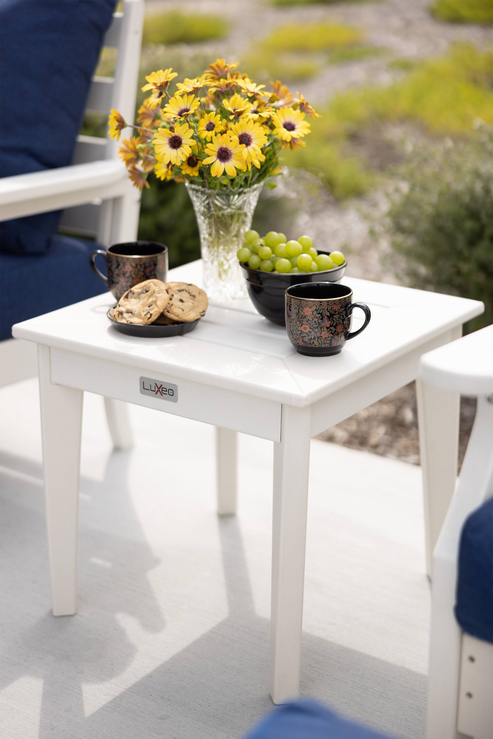 Angle. LuXeo - Aspen 18.2" HDPE Outdoor Side Table - White.