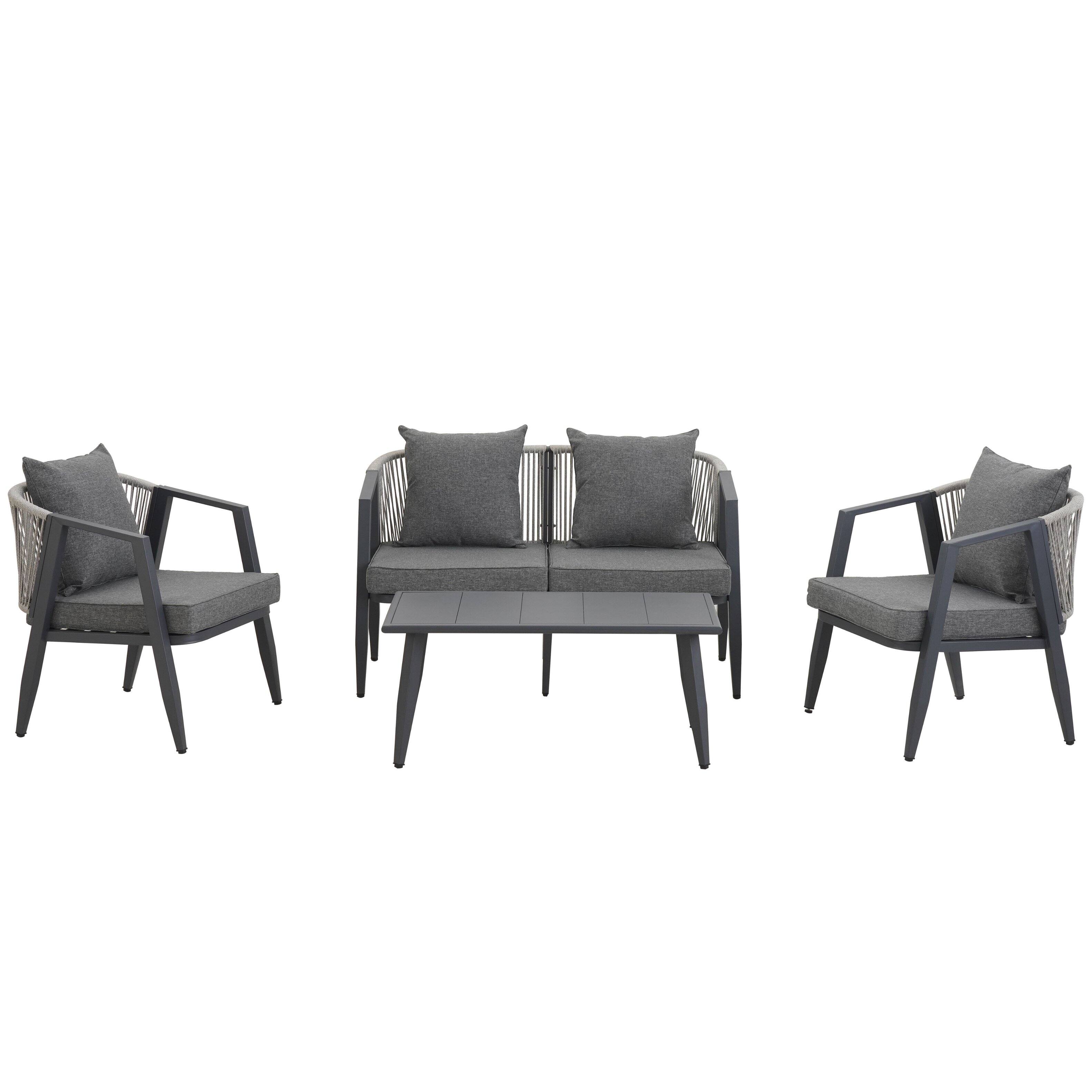 Back. Siljoy - Durable and Comfortable Outdoor Seating Set,Suitable for Patios, Lawns, and Poolsides  - Gray.