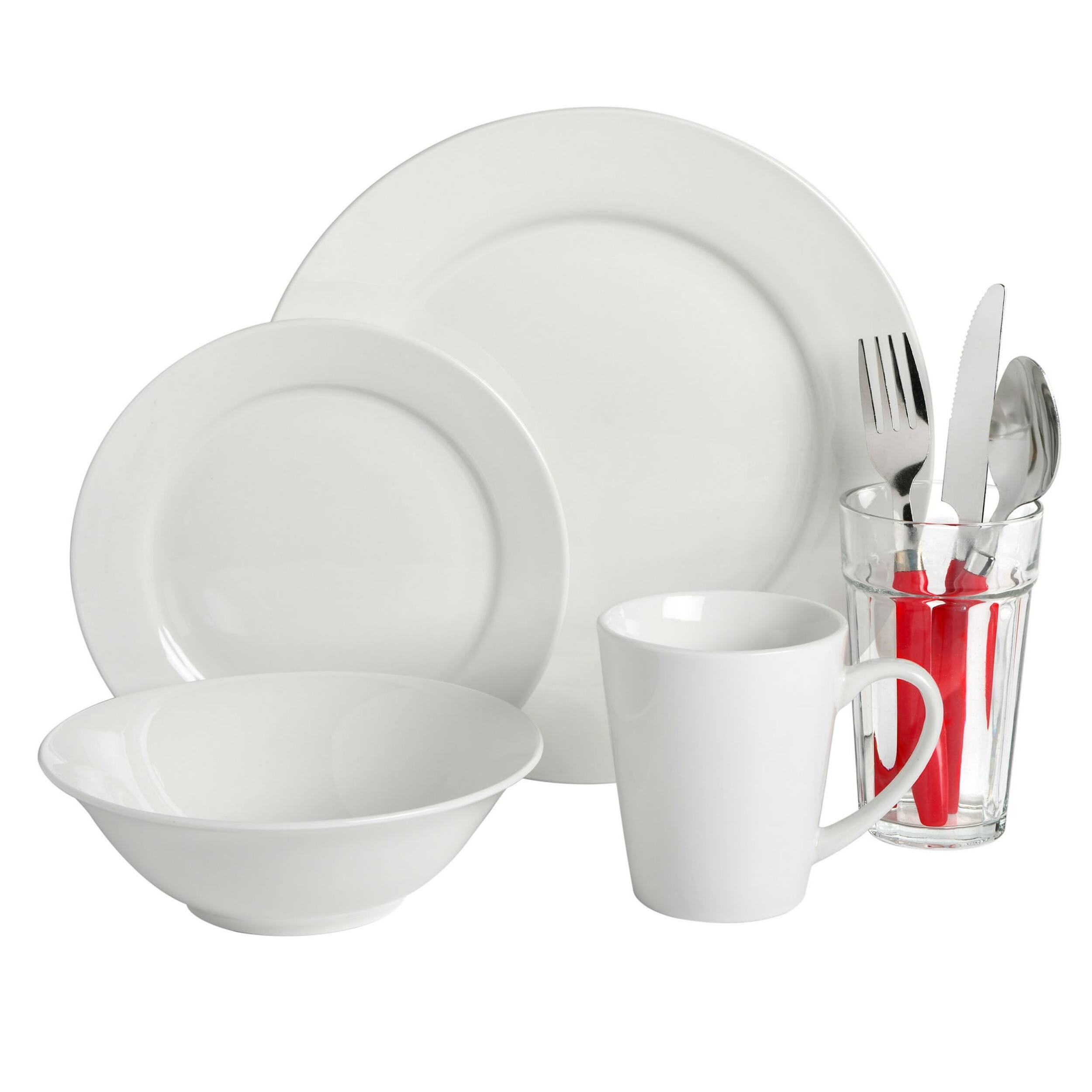 Angle. Gibson - Gibson Home Regal White II 32 Piece Fine Ceramic Dinnerware Combo Set in White - White.