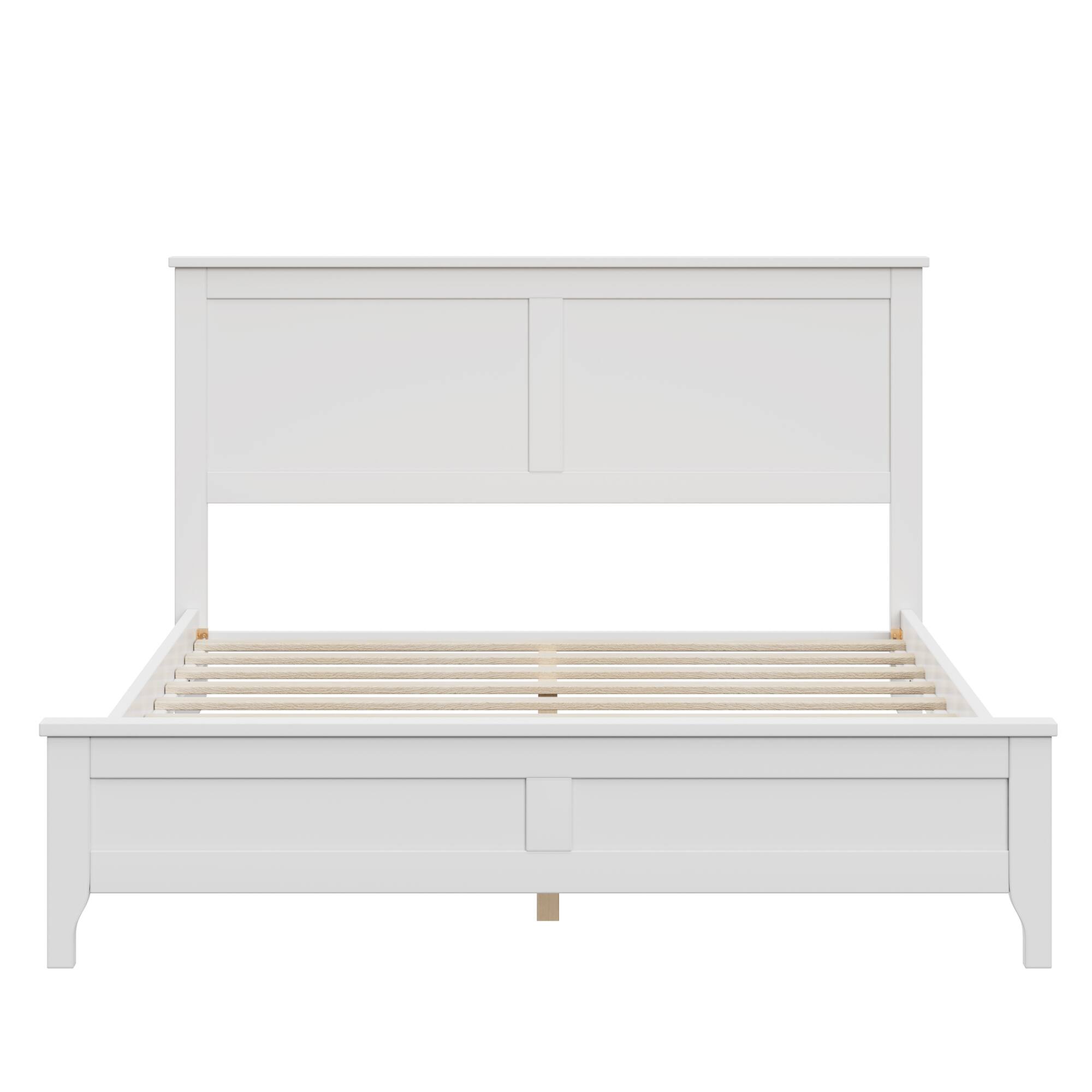 Alt View 2. GOODSILO - Modern Solid Wood Full Platform Bed with Elegant Slat Design Headboard for a Stylish Bedroom - White.