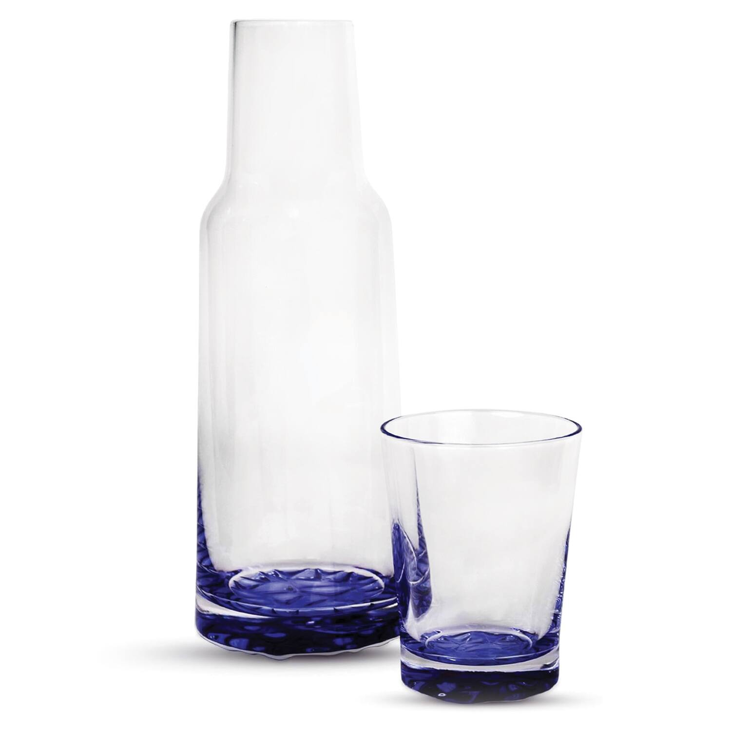 Angle. Jay Import - Blue Bottom 2-Piece Glass Carafe Set 35.50 OZ. - Blue.