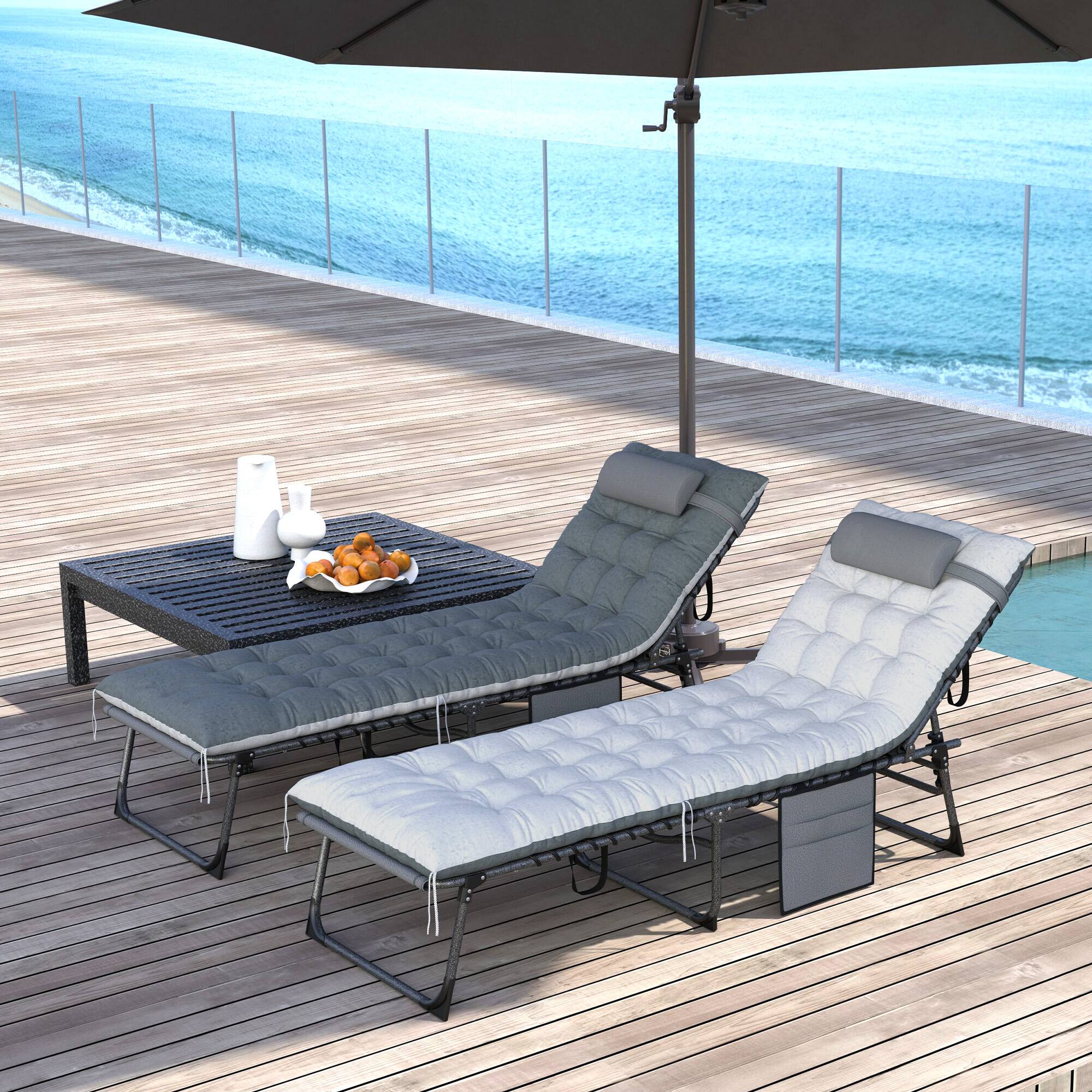 Alt View 1. Outsunny - Outdoor Chaise Lounge Chair Set of 2 - Gray.