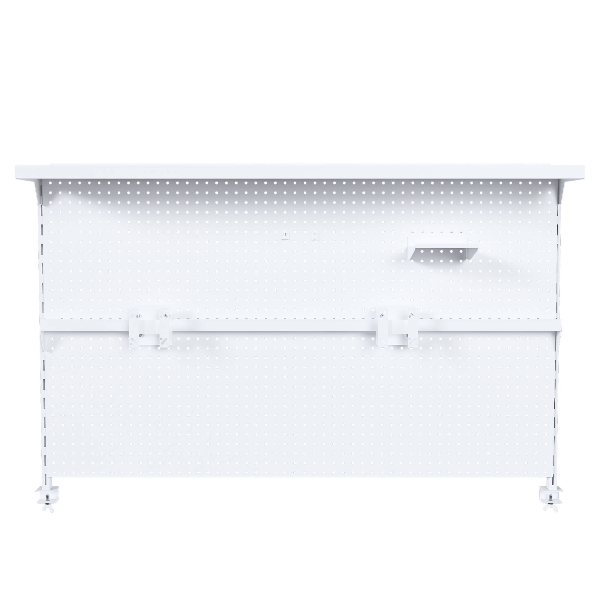 Alt View 5. GOODSILO - Large Dual Monitor Stand Desk Organizer with Pegboard Panel and Modular Storage Accessories - White.