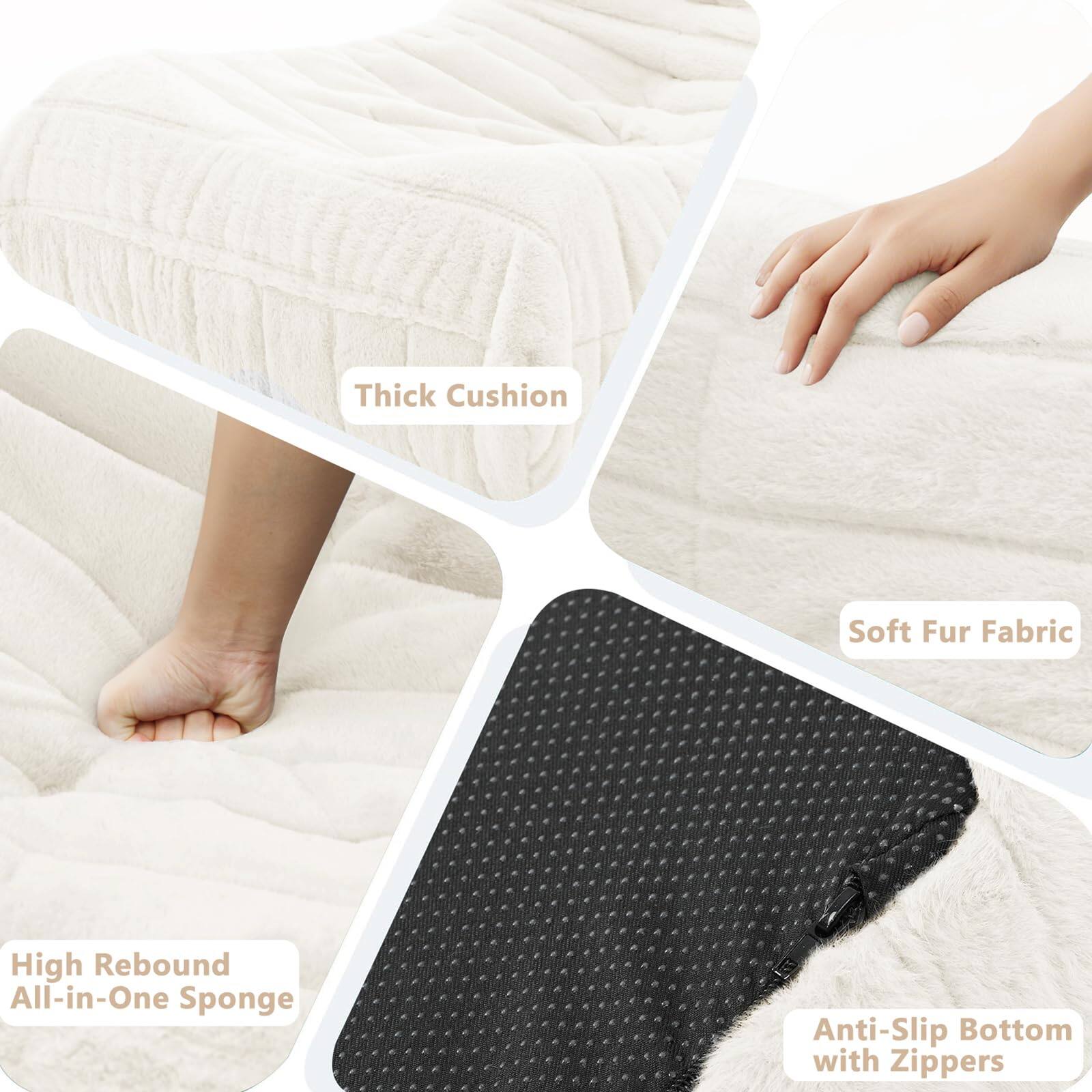 - Thick Cushion
- Soft Fur Fabric
- High Rebound All-in-One Sponge
- Anti-Slip Bottom with Zippers