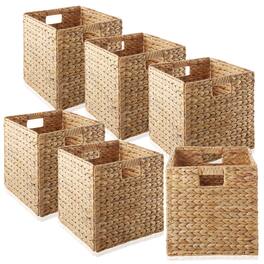 Casafield - 12 x 12-in Water Hyacinth Storage Baskets - 6 Pack - Natural